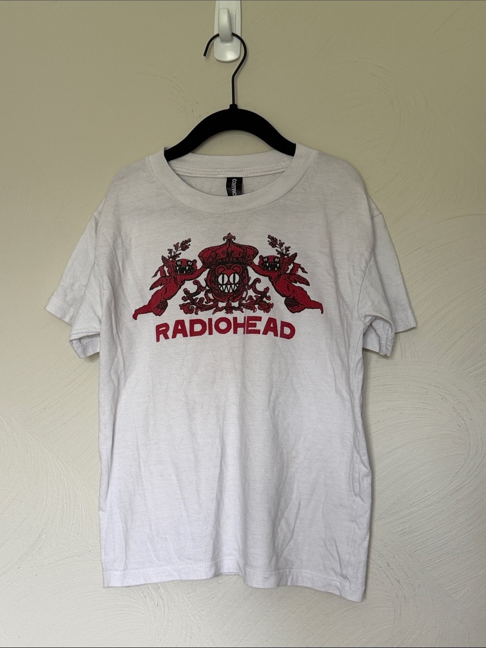 Radiohead Kids White Long Sleeve Tee with Red Crest Graphic